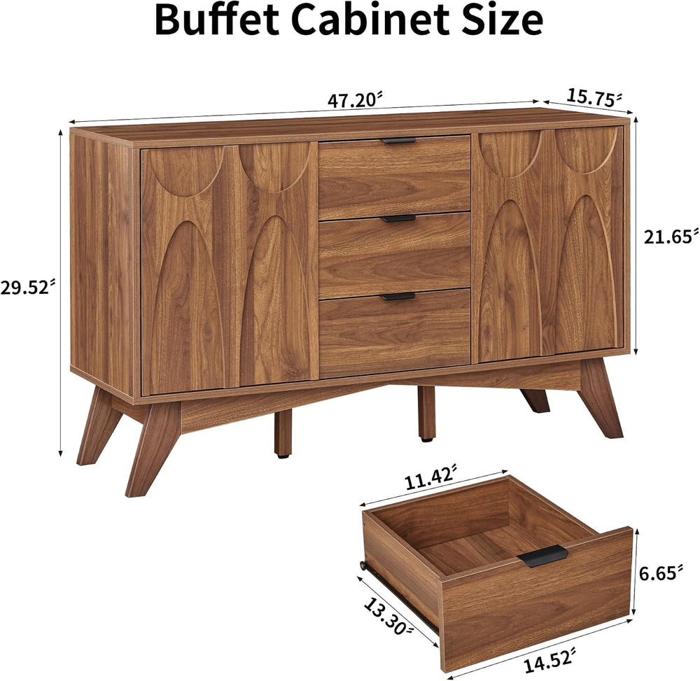 Bifins Buffet Cabinet with Storage, 47.2" Storage Cabinet with 3 Drawers