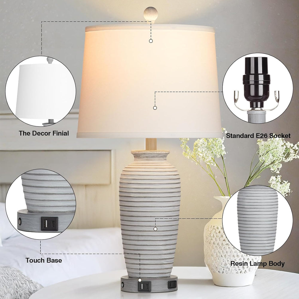 CINSARY 25" Farmhouse Jar Table Lamps Set of 2, 3 Way Touch Control Rust...