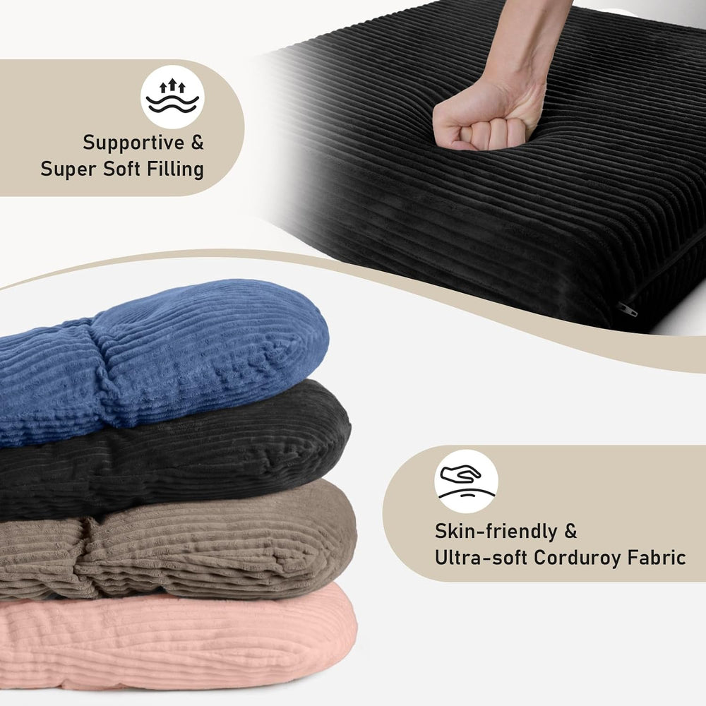 5PCS Glider Rocker Replacement Cushions with Storage Side Pockets, Black