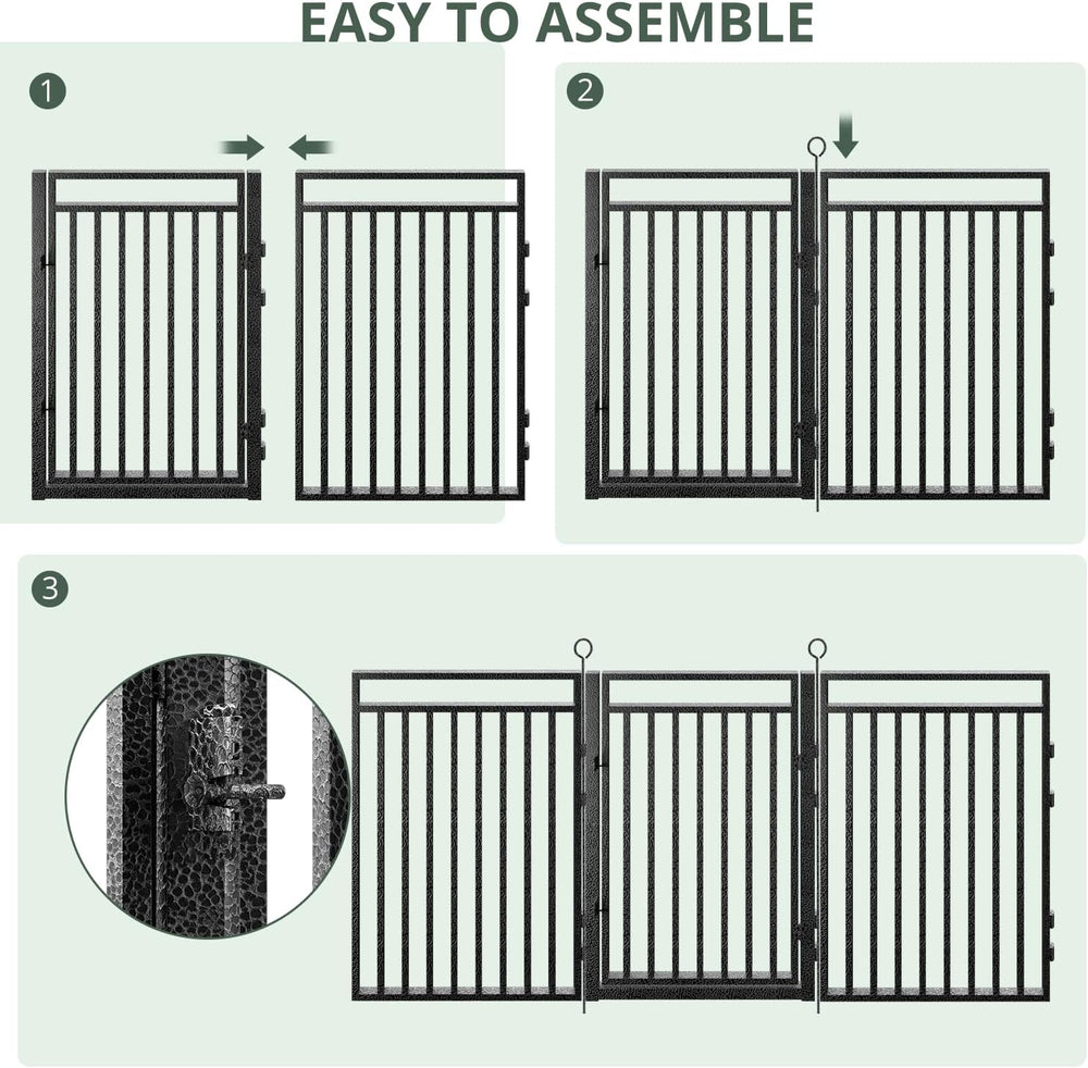 36ft (L) × 47in (H), 14 Panels & 2 Gates Garden Fence, Durable Outdoor Ya...