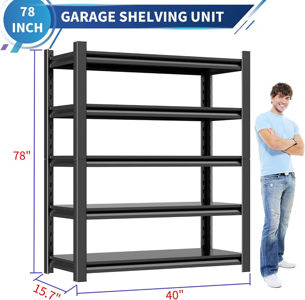 Hzdbhd 40" W Garage Shelving Unit, 5-Tier Metal Storage Shelves