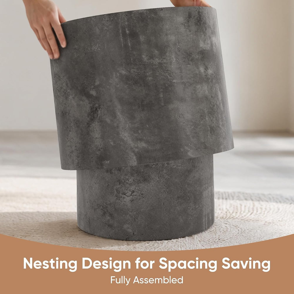 Nesting Round Coffee Table Set of 2, Accent End Table for Small Spaces, Morde...