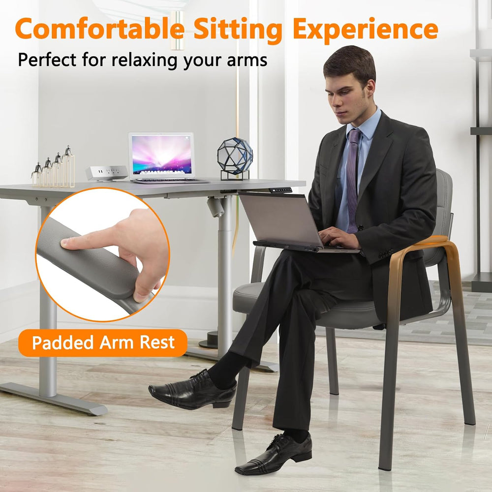 CLATINA Waiting Room Guest Chair with Bonded Leather Padded Arm Rest for Offi...