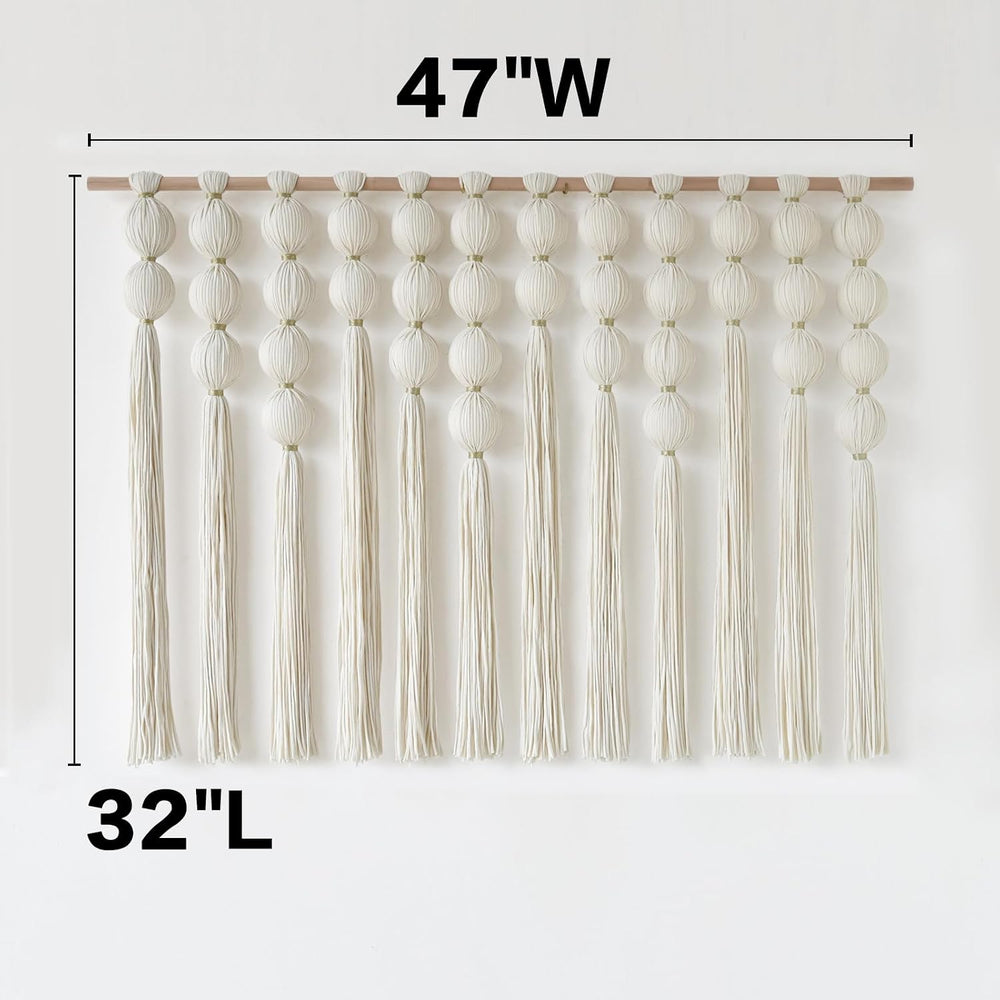 Macrame Wall Hanging Ball Boho Wall Decor Fiber Art Handmade 47"W*32"L