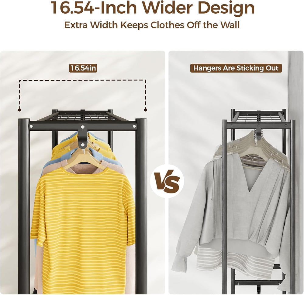 HYSEYY Rolling Clothes Rack Heavy Duty Clothing Rack for Hanging Clothes