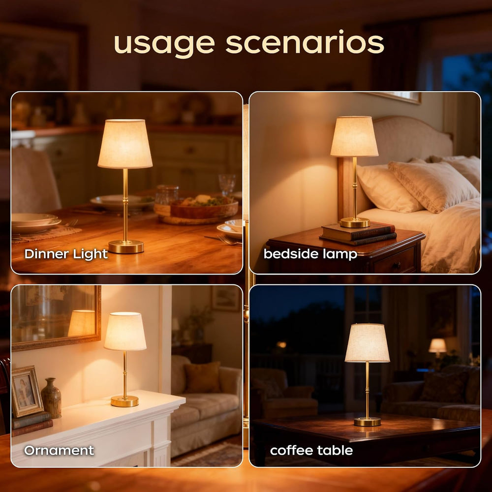 Cordless Rechargeable Table Lamp, 6000mAh USB-C Touch Dimming Gold 2 Pcs