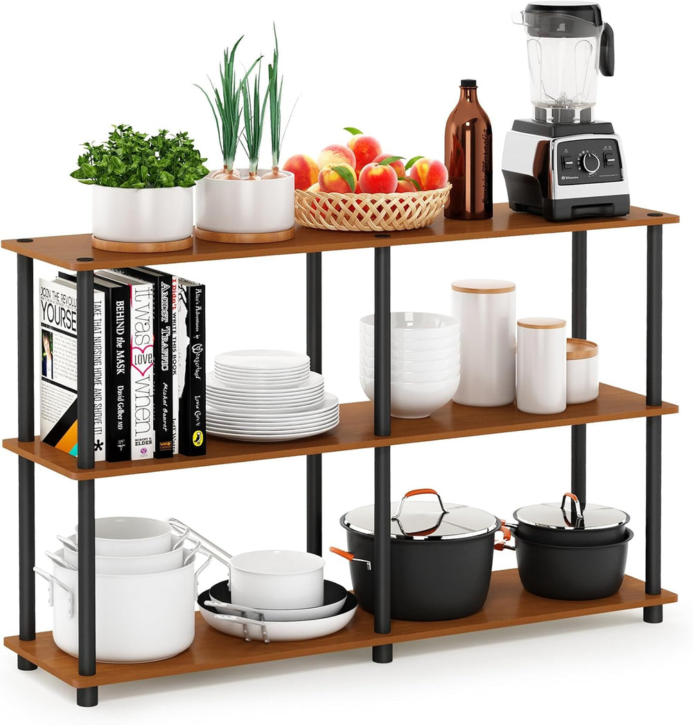 Furinno TURN-N-TUBE Storage Shelves, 3-Tier 47.4 Wide Book Shelf, Corner Shel...
