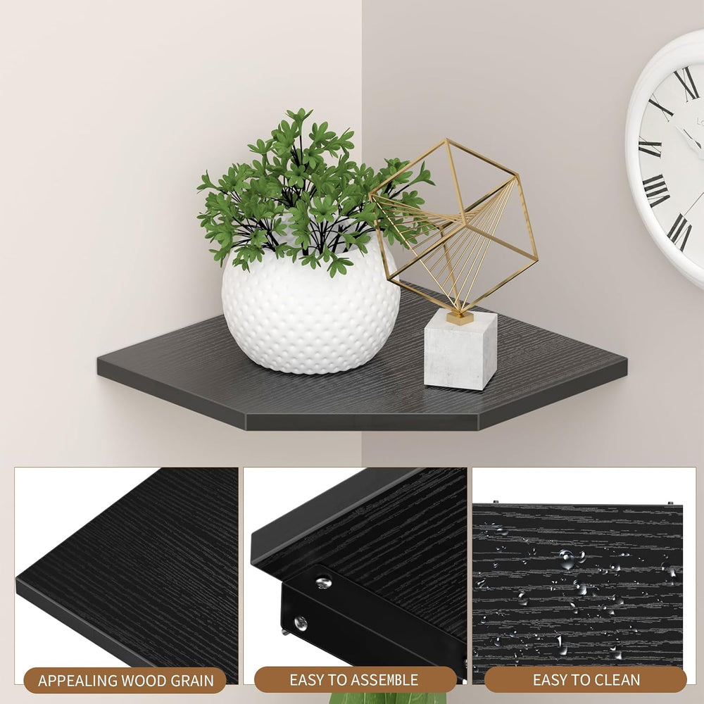 JJL Corner Shelves, 12 Inch Corner Shelf Wall Mounted with Wire Hole, 4 Tier ...