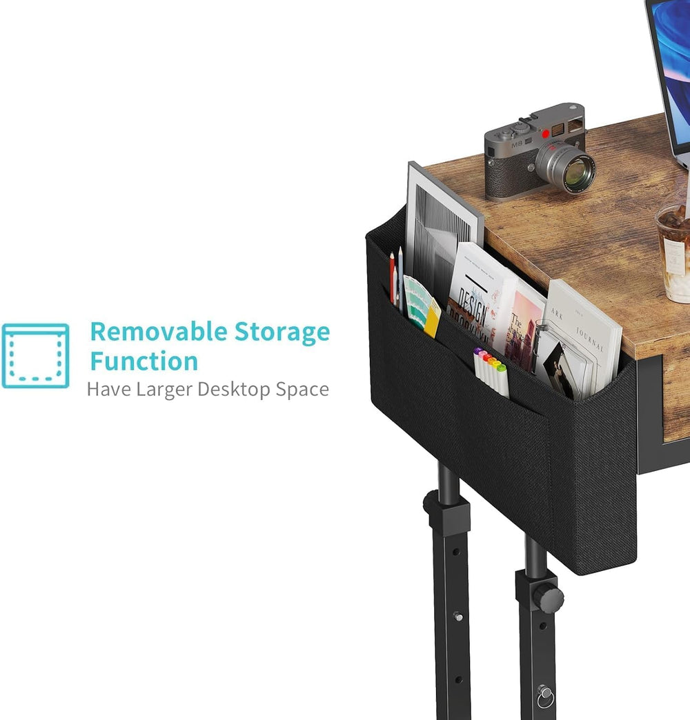 Small Portable Standing Rolling Desk - 32 Inch Adjustable Mobile Stand Up Tea...