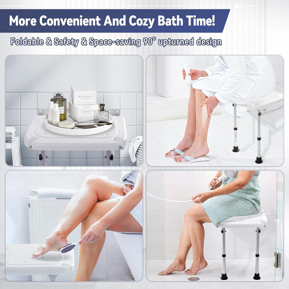 TYYIHUA Folding Shower Seat Wall Mounted, Shower Chair for Inside Shower