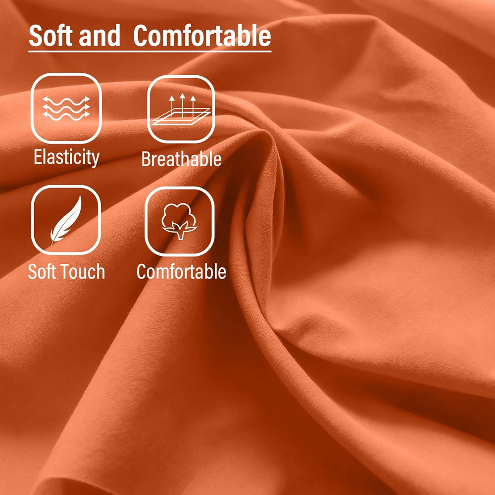 Furlide Lazy Chair with Ottoman, Soft Comfy Chair for Bedroom, Orange