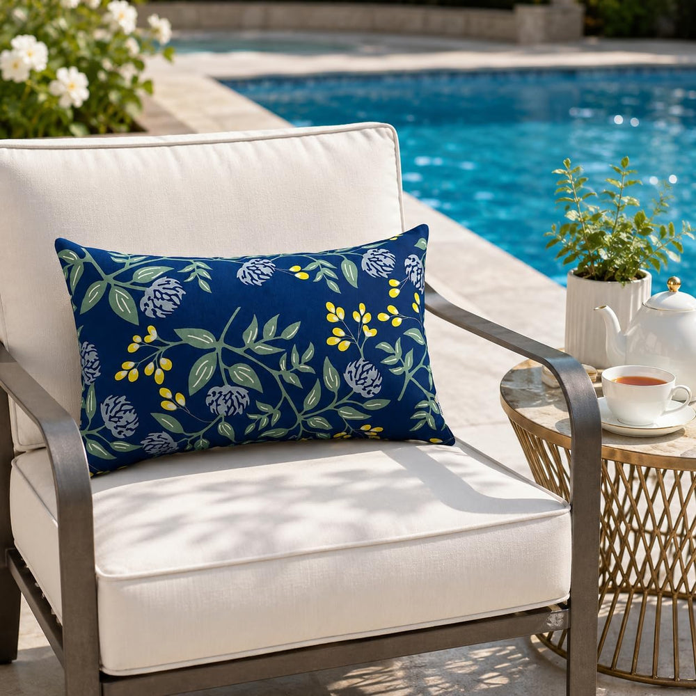 Outdoor Lumbar Pillows 12"x20" Waterproof Patio Pillows with Inserts