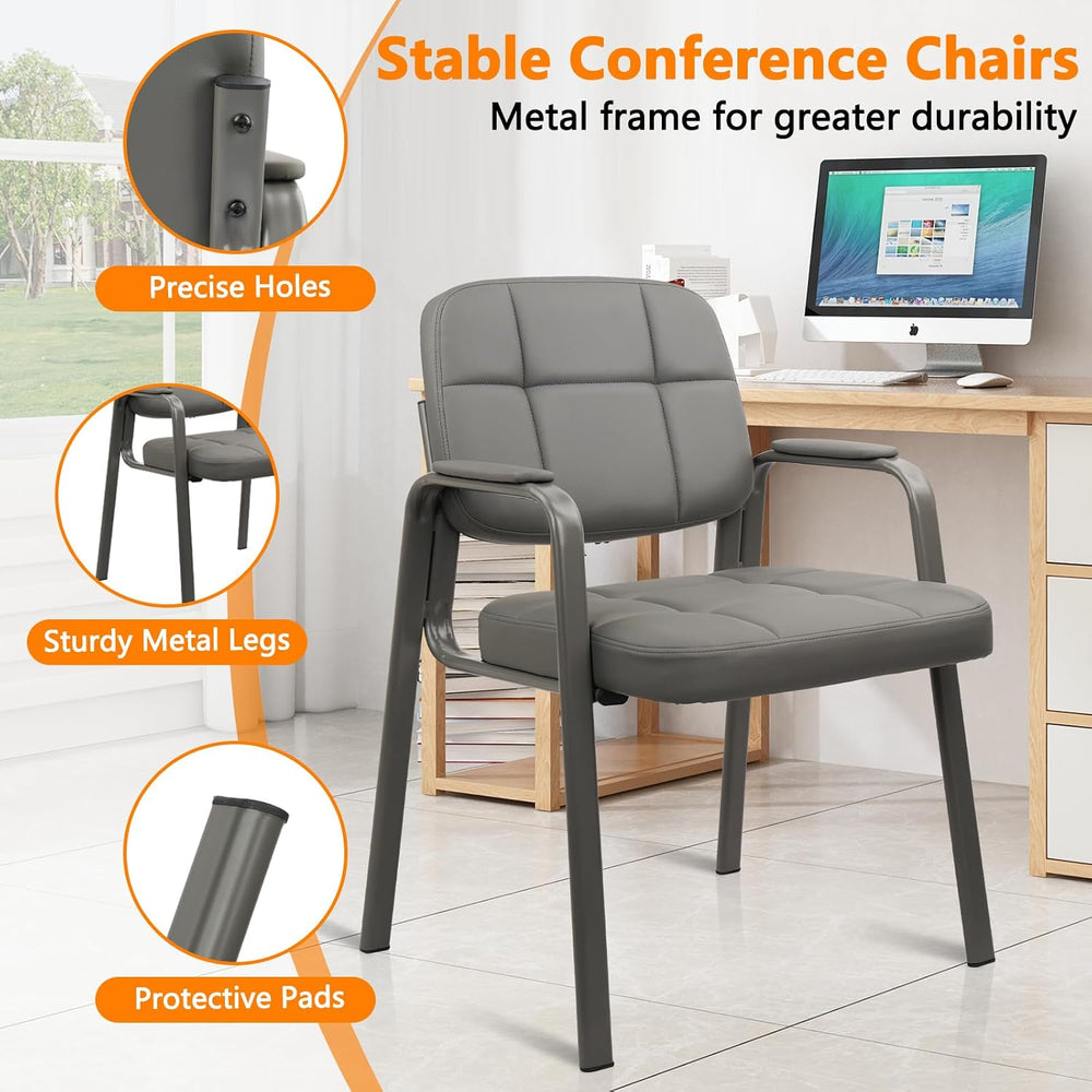 CLATINA Waiting Room Guest Chair with Bonded Leather Padded Arm Rest for Offi...