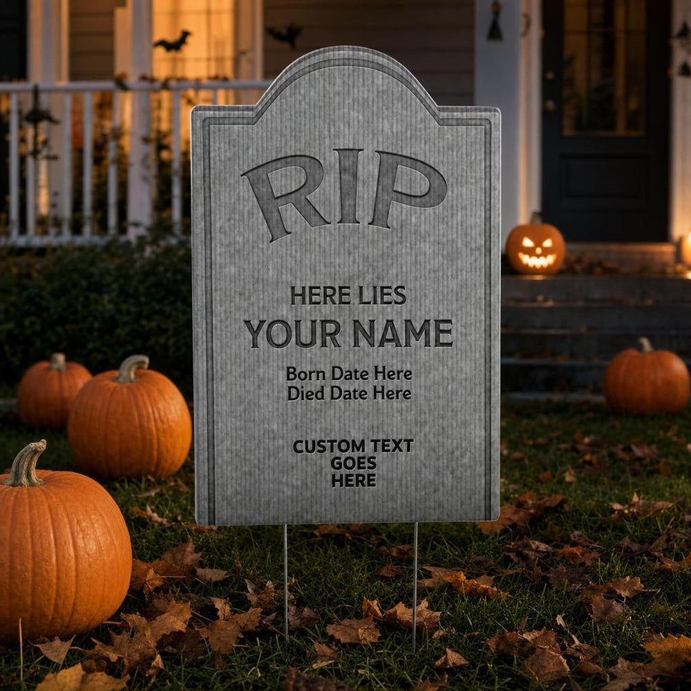 18x24 Personalized Halloween Tombstone Yard Sign - Custom RIP Gravestone