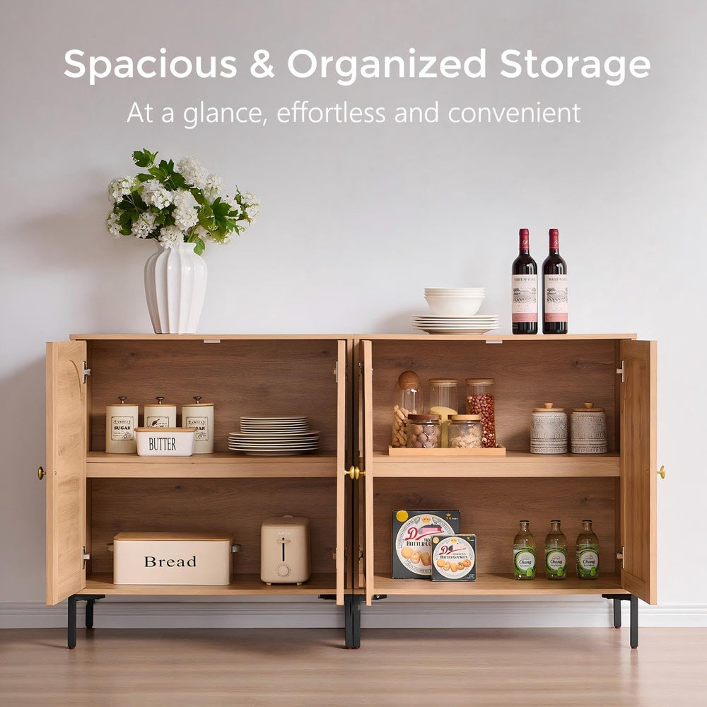 IFGET 61.75" W Modern Arched Sideboard Buffet Cabinet with Storage, Natural