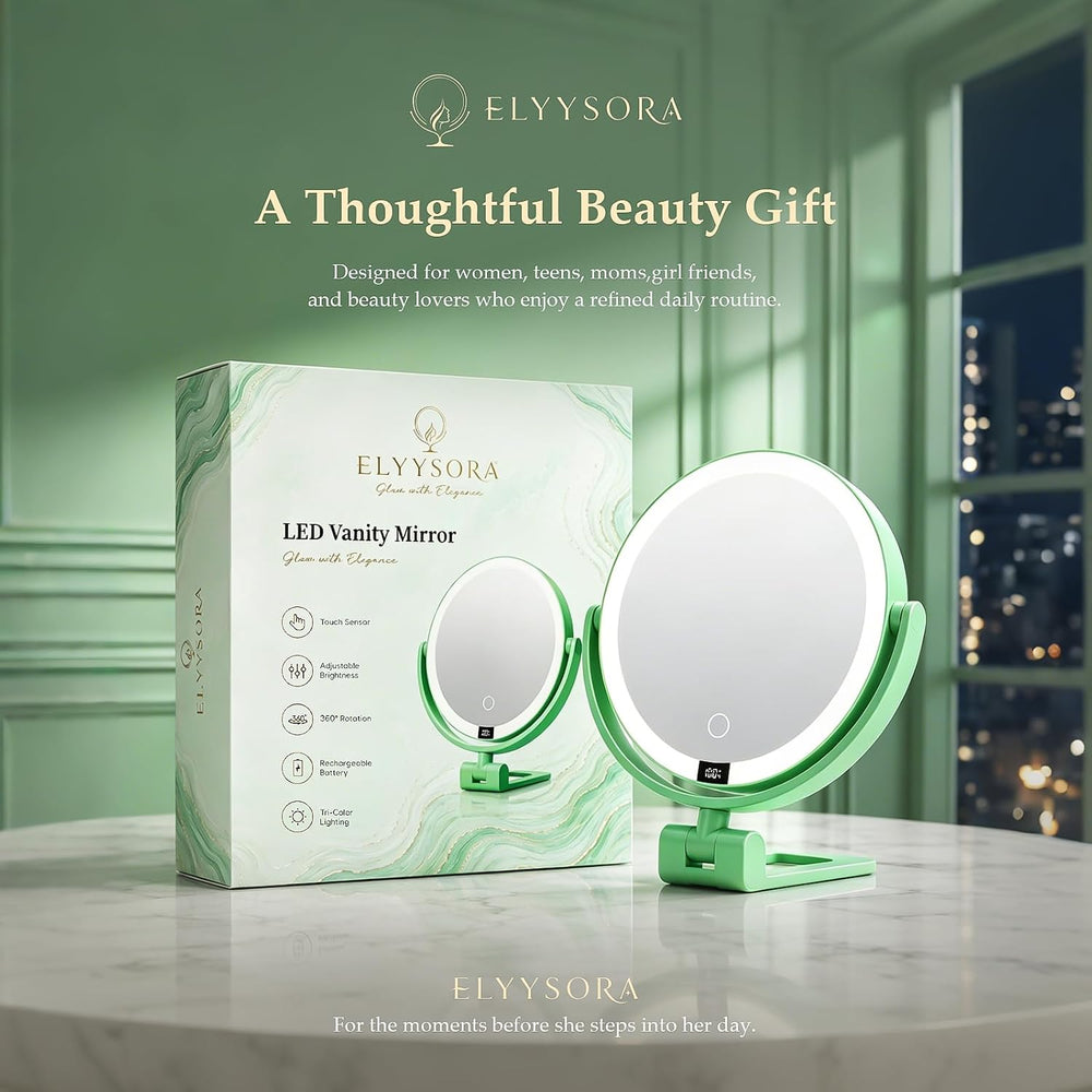 1X/30X Makeup Mirror with Lights, Magnifying Mirror (Mint Green)