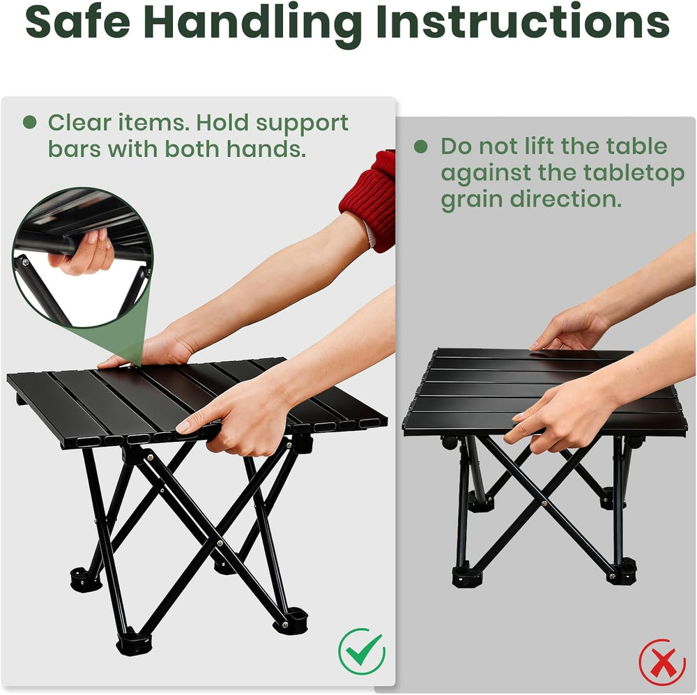 2 Pack Camping Table Foldable, Portable Folding Beach Table, Black-M