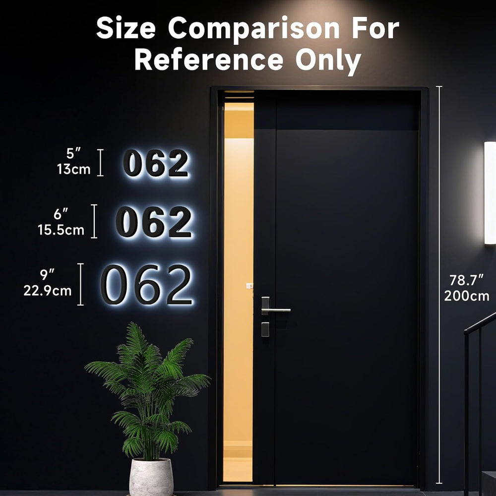 9 Inch Backlit House Numbers for Outside, Stainless Steel