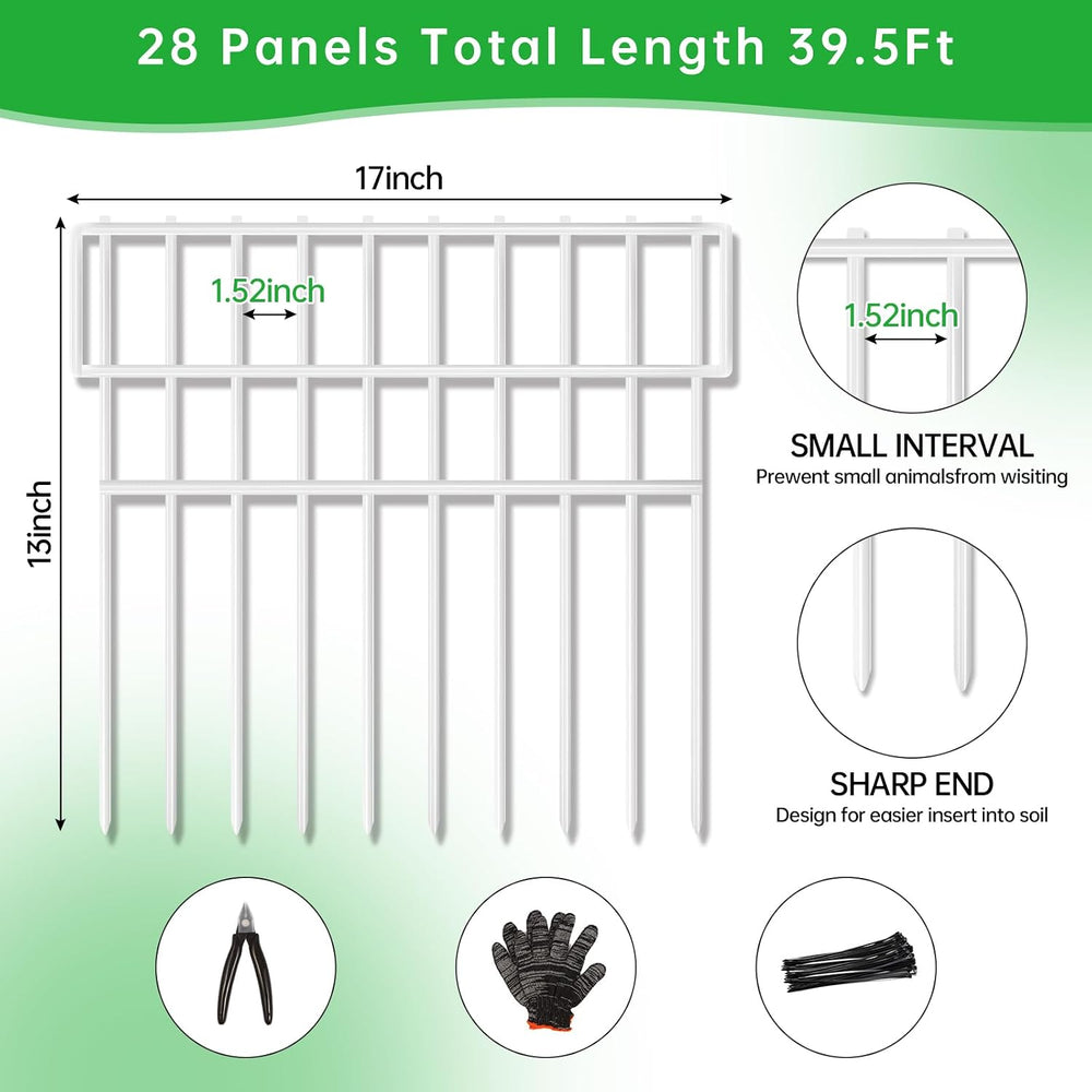 39.5ft(L) X 13in(H) Animal Barrier Fence, 28 Panels No Dig Fence for Dogs, 1....