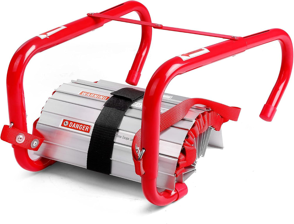2 Story Fire Escape Ladder, Safety Ladder with Anti-Slip Rungs, Portable Emer...