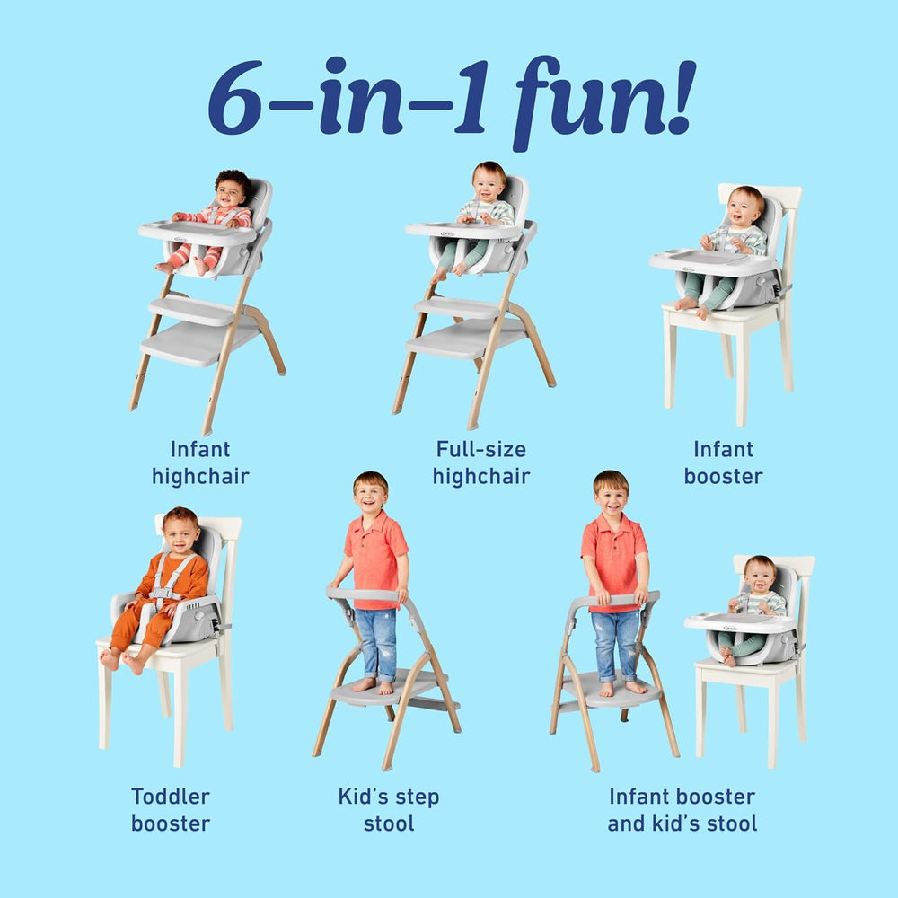 Graco EveryStep Slim 6-in-1 Convertible Highchair, Misty