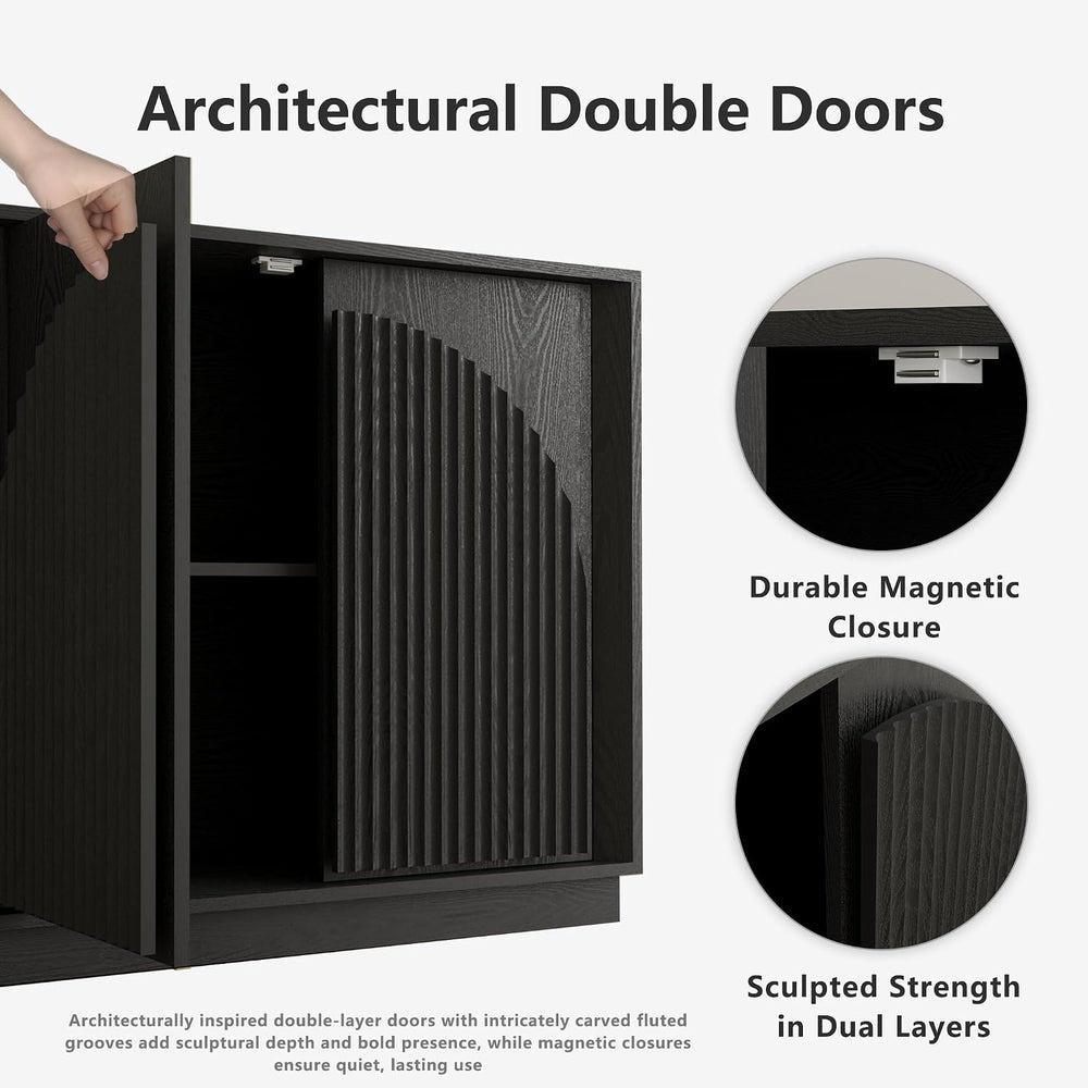 win2win 65" Sideboard Buffet Cabinet with Storage, Modular Credenza, Black