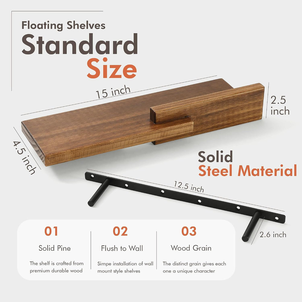 GRID FORTE 2 Pack Modern Reversible Wall Floating Shelves