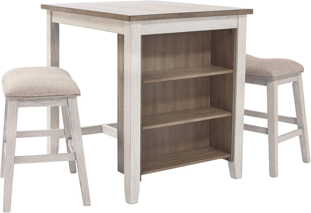 Signature Design by Ashley Skempton 3 Piece Counter Height Dining Set with 2 ...