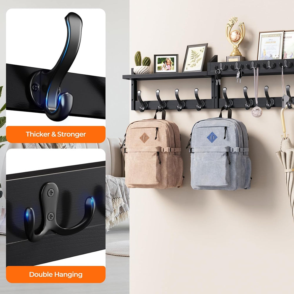 Evermagin 35" Coat Rack Wall Mount with Shelf & 13 Hooks, Entryway, ...