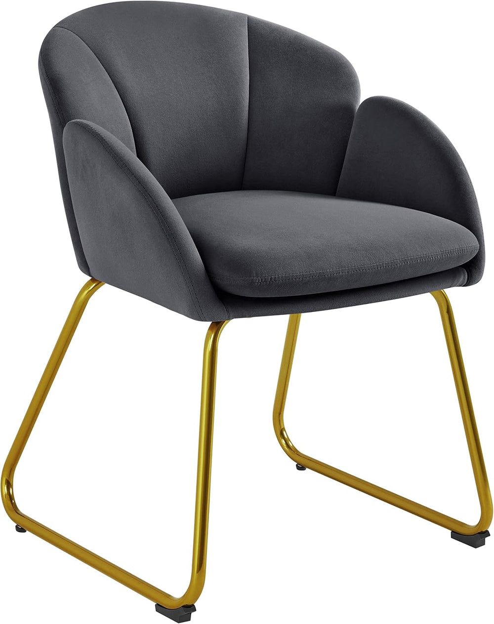 Yaheetech Flower Shape Vanity Chair with Petal Armrests, Dark Gray