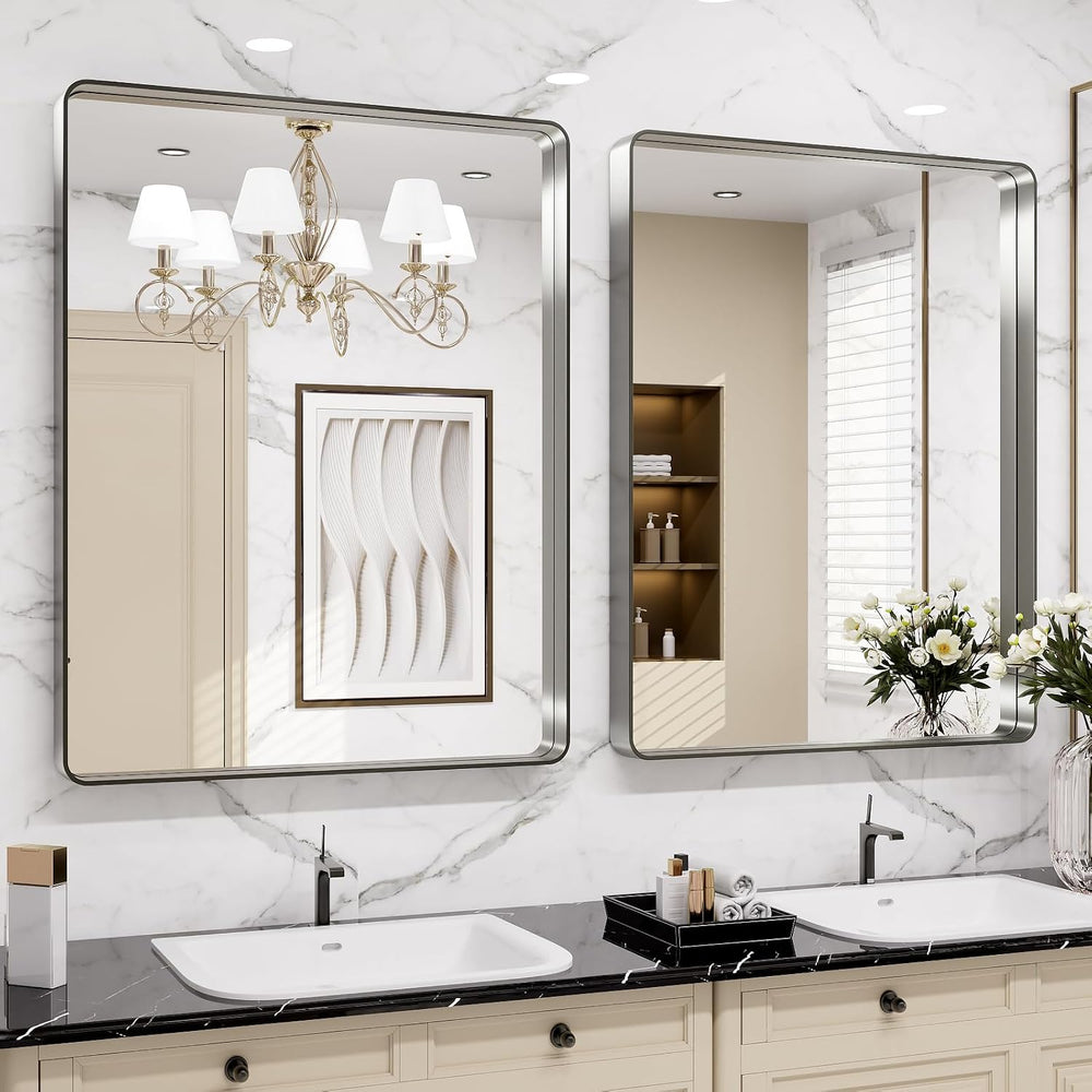 LOAAO 24X36 Inch Brushed Nickel Bathroom Mirror