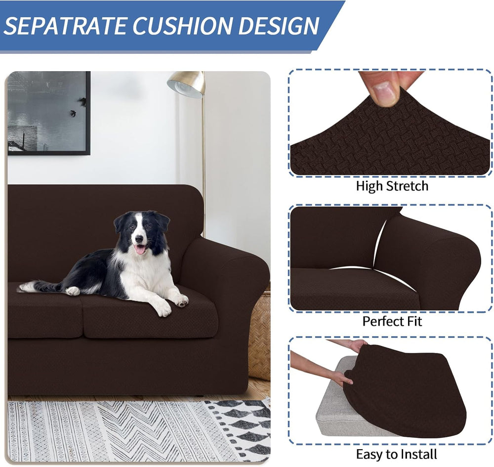 JIVINER 2 Pieces Armchair Covers for Living Room Stretch Chair Slipcovers wit...