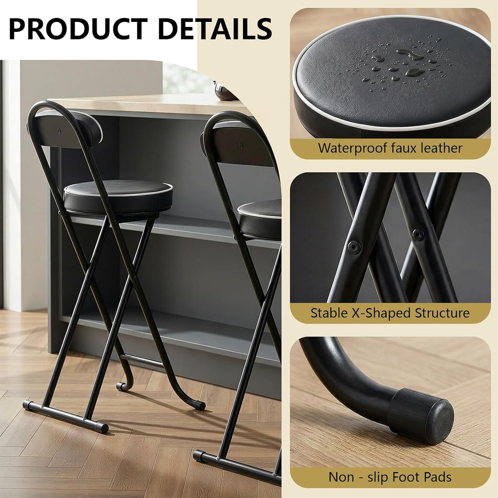 Folding Bar Stool,24" Portable High Counter Foldable Stool Chair
