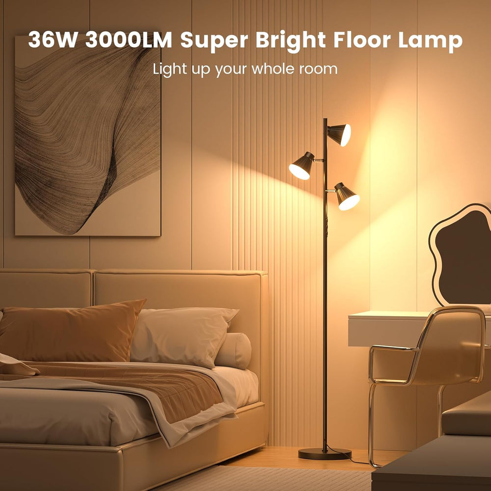 SIBRILLE 36W LED Tree Floor Lamp with Remote for Living Room Bedroom