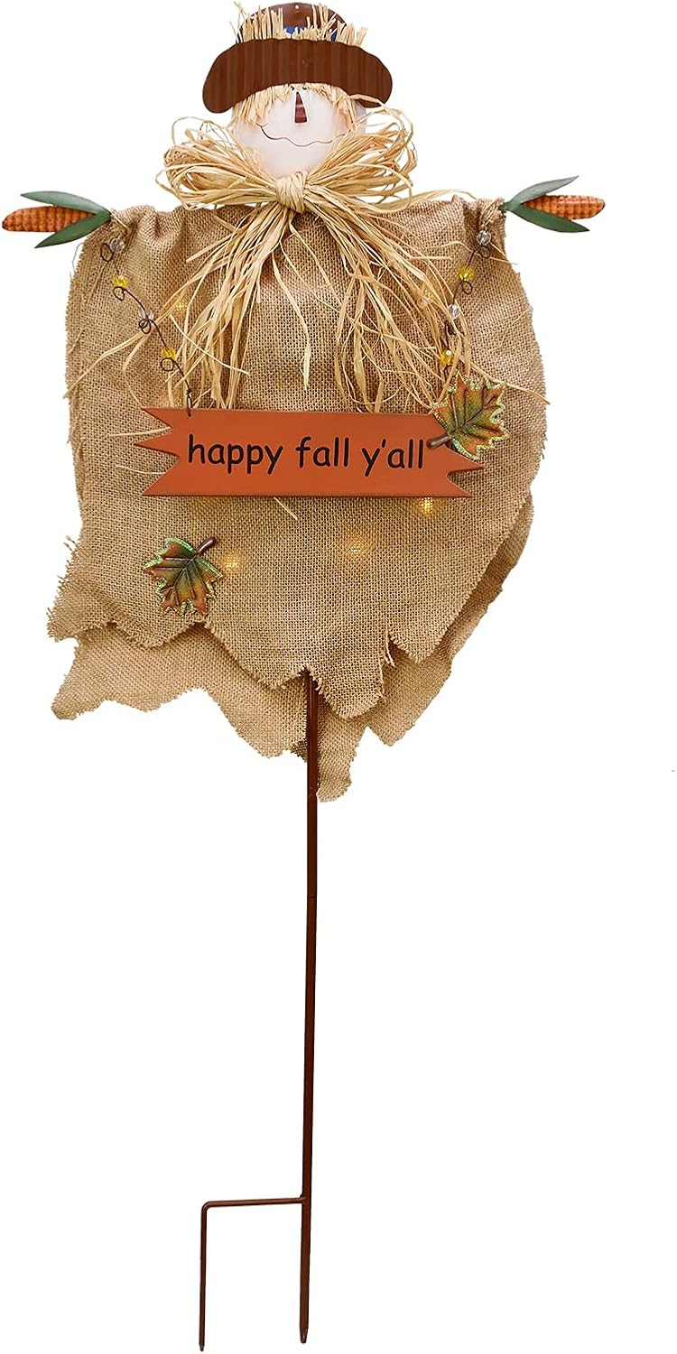 Metal Garden Stake Hanging Scarecrow Fall Decor Decorative Autumn Yard Sign