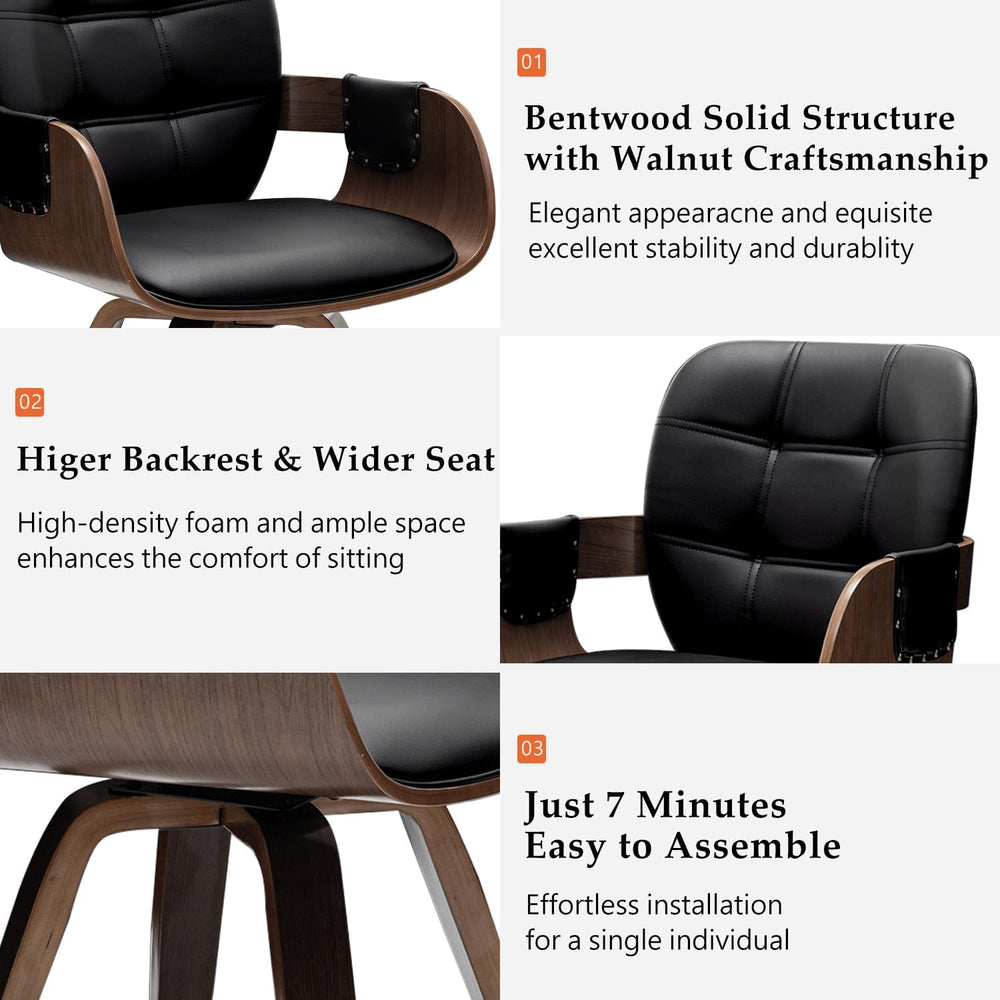Swivel Dining Chairs, Mid Century Modern Chairs with Arms and Curved Back