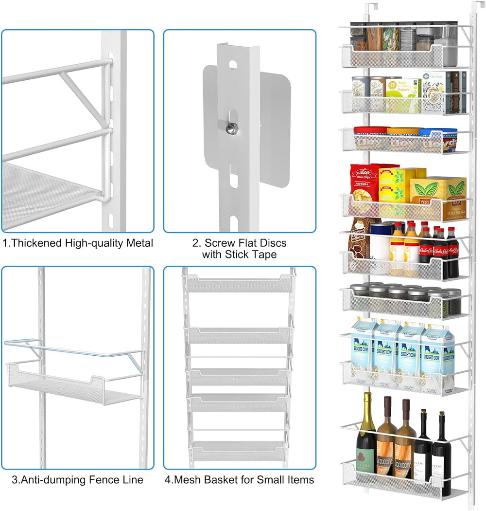 VyGrow Over the Door Pantry Organizer, 8-Tier Over the Door Organizer with Ad...