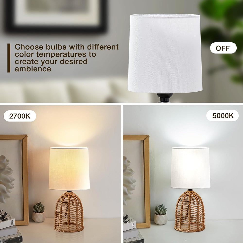 EJIAXIN Rattan Lamp Boho Lamps Set of 2-13.75" Mini Farmhouse Table Lamp...