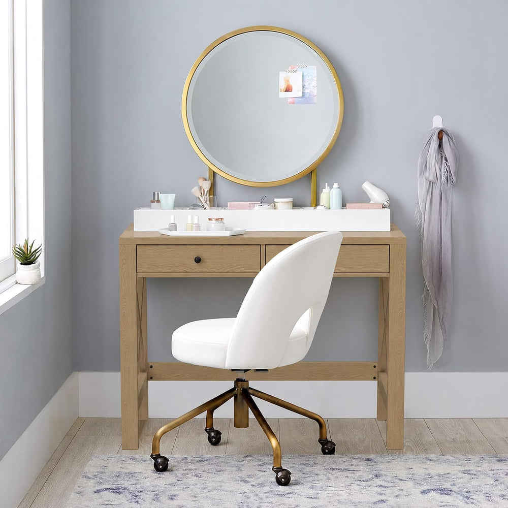 ChooChoo 39.4 Inches Farmhouse Computer Desk with 2 Drawers