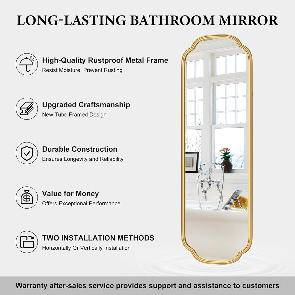 Ferytange 48"x16" Gold Door Mirror Full Length Over The Door with N...