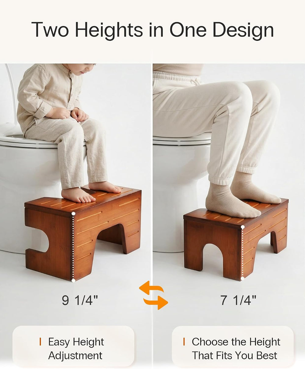 StrongTek Toilet Stool Squat Adult, Foldable Poop Stool, 7–9 in,Brown