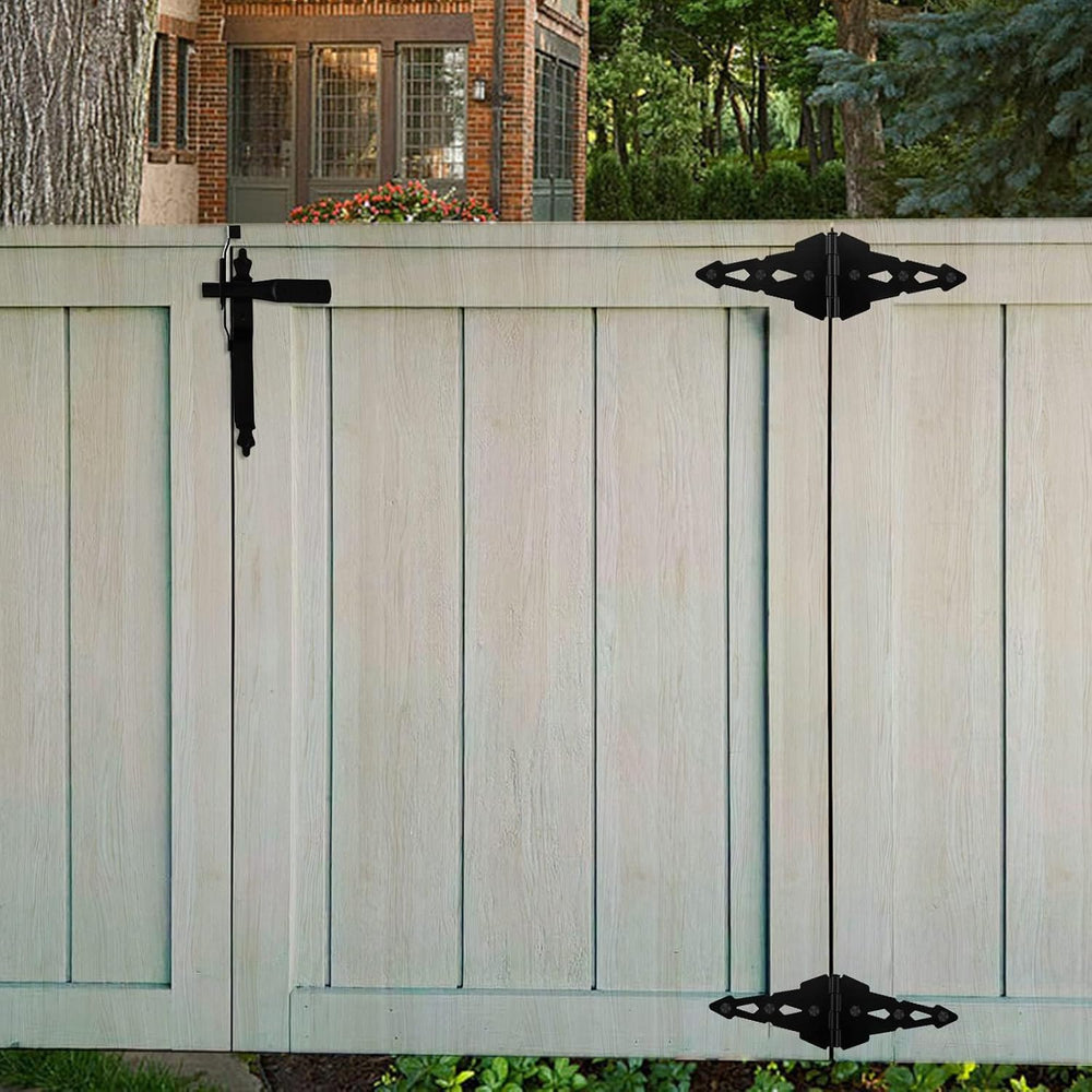 HOME MASTER HARDWARE 8" Heavy Duty Gate Hinges, 6 Pack Strap Hinges, Black