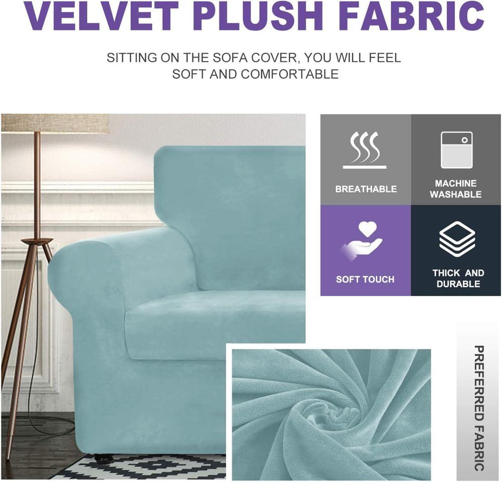 ZNSAYOTX Luxury Velvet Chair Slipcovers with Arms 2 Piece Stretch Chair Cover...