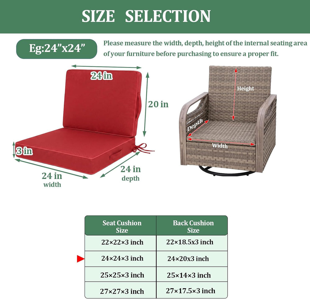 24x24 in Outdoor Foam Deep Seat Cushion Set of 4, Water-Resistant & Fade-...