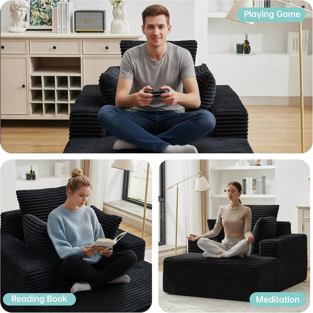 Boneless Couch Chaise Lounge Chair, 54" Oversized Cloud Sofa with Deep S...
