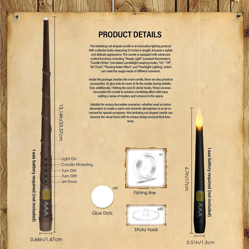 kakoya Flameless Floating Candles with Wand,20 Pcs Magic LED Hanging Taper Ca...