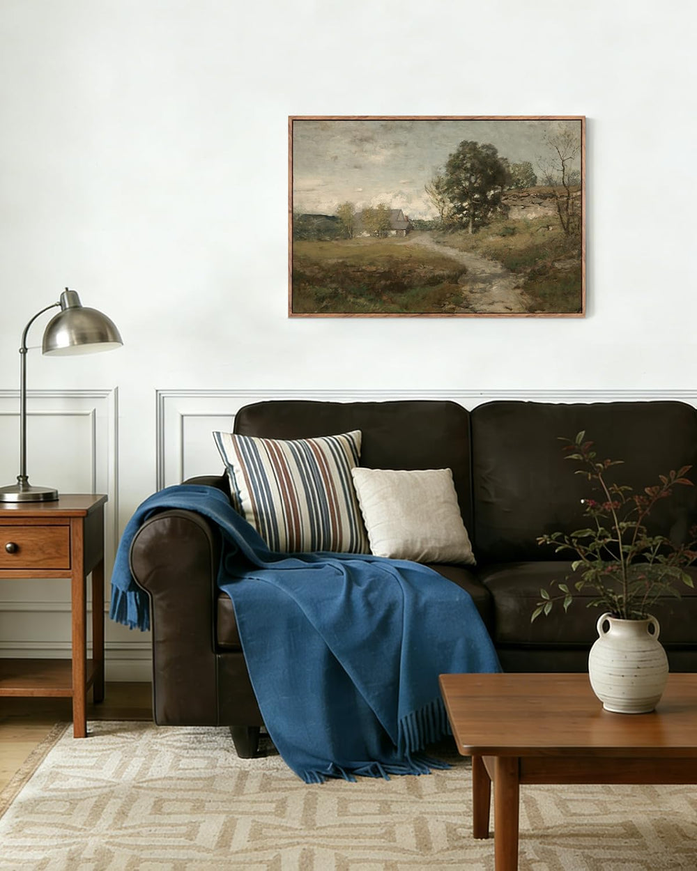 ElfLuna Framed Canvas, Vintage Rural Path Farmhouse Landscape Print