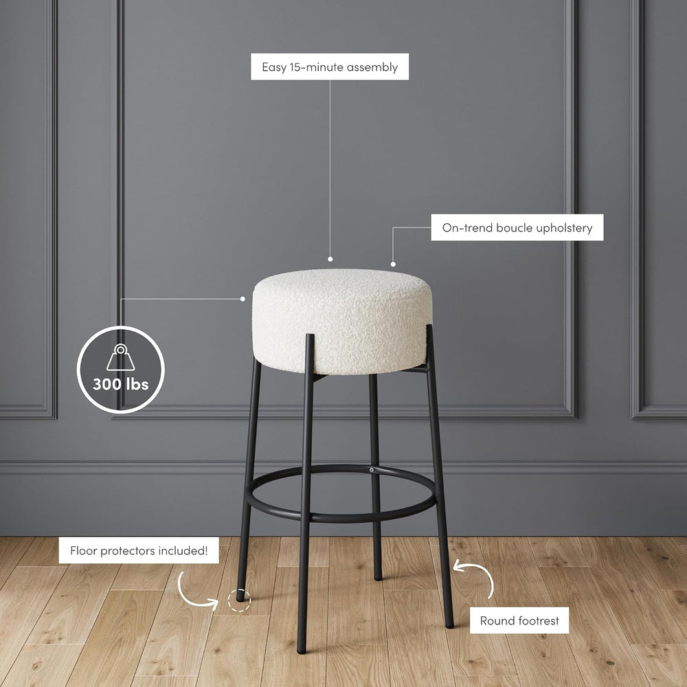 Nathan James Isaac 29" Modern Backless Bar Stool with Round Soft Padded ...