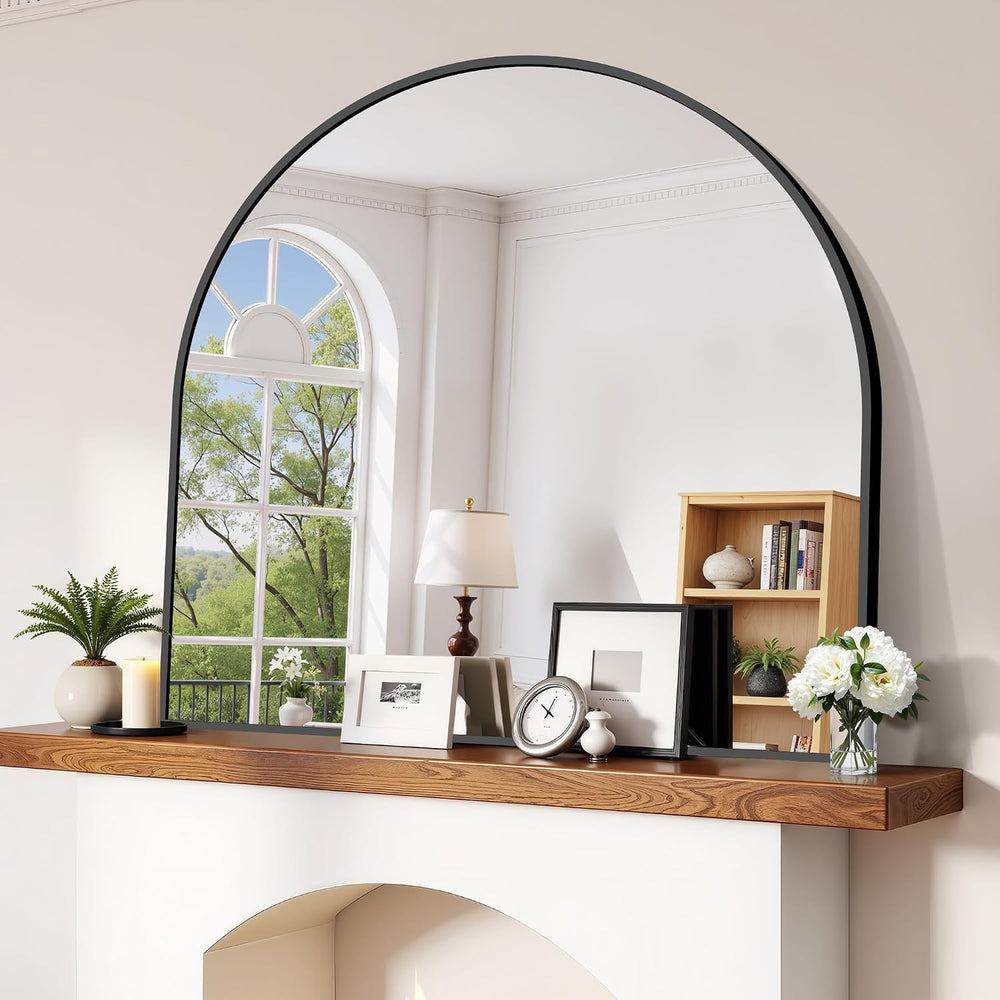 CIRCUMI Arched Wall Mirror, 42"x42" Black Arched Mirror for Entrywa...