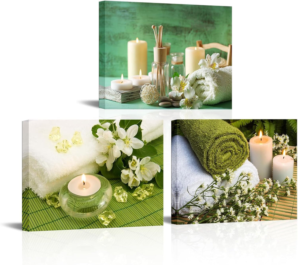 Nachic Wall Spa Zen Wall Art Green Bathroom Decor SPA Picture